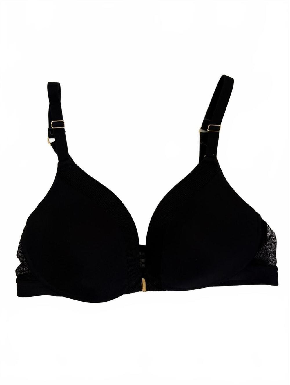 Lively | NWOT Black Mesh Back Bra Front Gold Clasp Size 38B Adjustable Straps